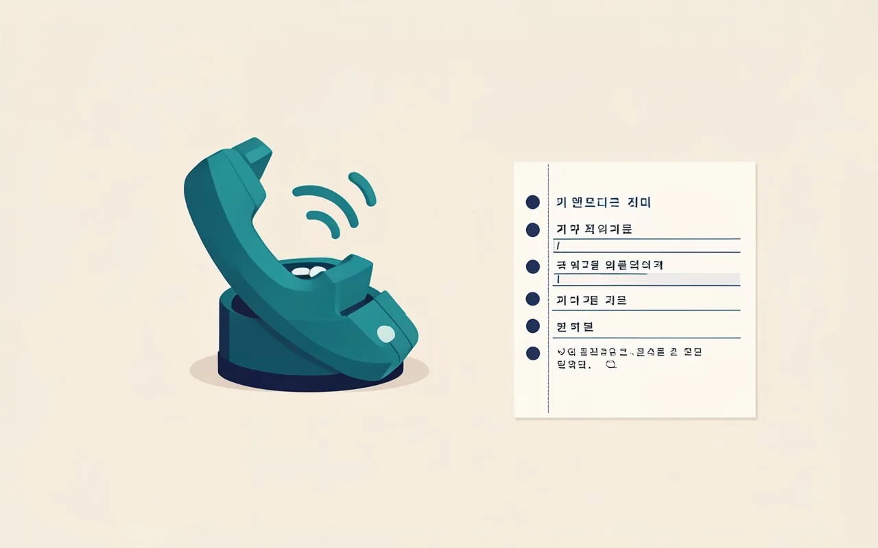 전화 문의 챗봇과 상담일지 HWPX 자동화 일러스트